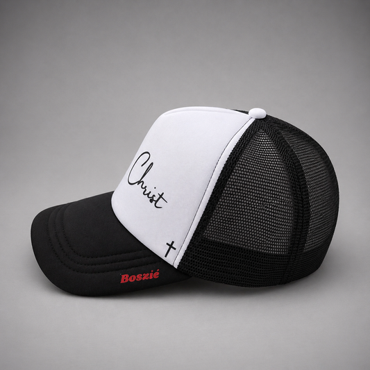 Boujie in Christ Black Trucker Hat
