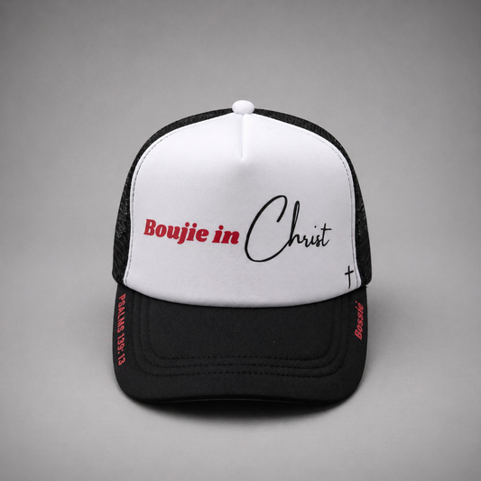 Boujie in Christ Black Trucker Hat