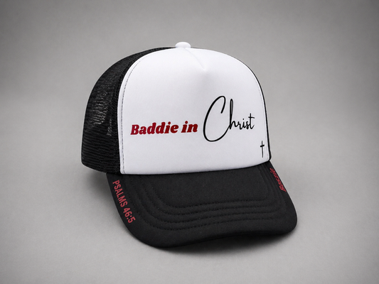 Baddie in Christ Classic Black Trucker Hat