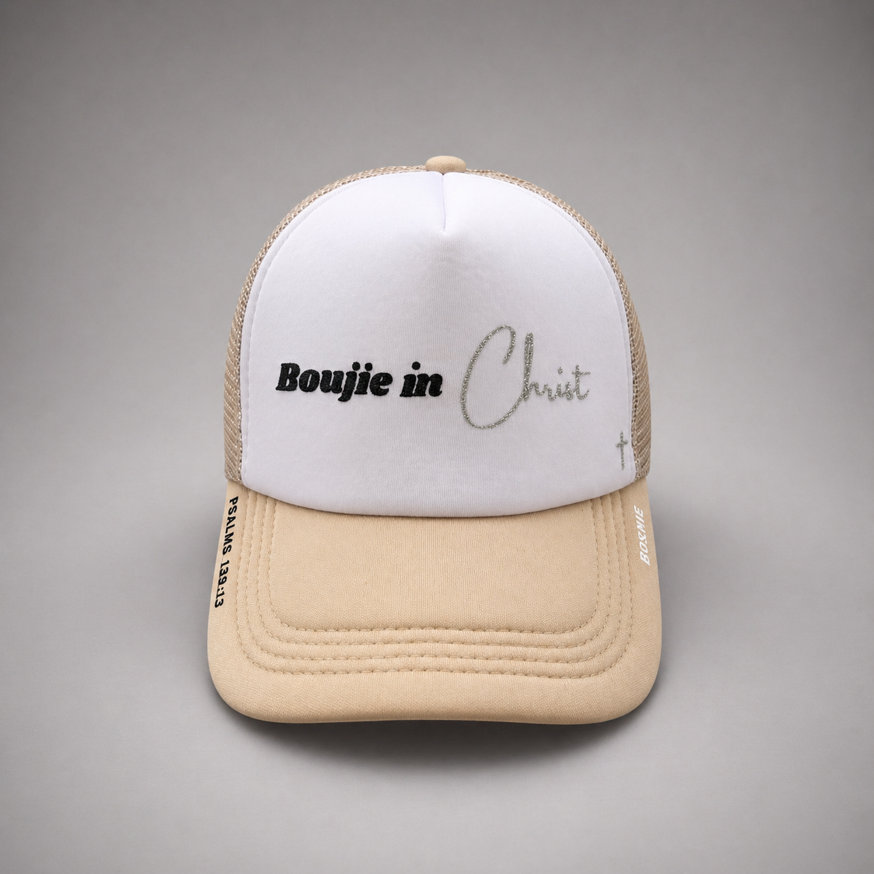 Boujie in Christ Beige Trucker Hat
